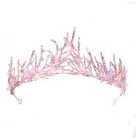Bridal Tiaras, Tibetan Style, with Crystal, rose gold color plated, for woman & with rhinestone & hollow, nickel, lead & cadmium free, 145x63mm, Sold By PC