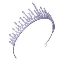 Bridal Tiaras, Tibetan Style, silver color plated, for woman & with rhinestone & hollow, nickel, lead & cadmium free, 155x58mm, Sold By PC