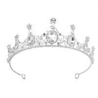 Bridal Tiaras, Tibetan Style, with Crystal, silver color plated, for woman & with rhinestone & hollow, nickel, lead & cadmium free, 150x48mm, Sold By PC