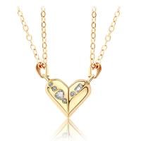 Couple Necklace Zinc Alloy with brass chain & Wax Cord with 1.96inch extender chain Heart plated with magnetic & for couple & with rhinestone nickel lead & cadmium free Length Approx 21.6 Inch Approx 23.6 Inch Sold By Set