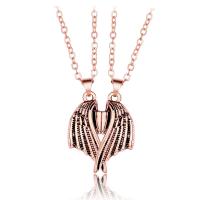 Couple Necklace Zinc Alloy with brass chain & Wax Cord with 1.96inch extender chain Angel Wing plated 2 pieces & with magnetic & for couple nickel lead & cadmium free Length Approx 21.6 Inch Sold By Set