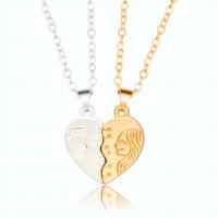 Couple Necklace Zinc Alloy with Wax Cord Heart plated 2 pieces & with magnetic & for couple nickel lead & cadmium free Length Approx 21.6 Inch Sold By Set