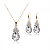 Tibetan Style Jewelry Sets, earring & necklace, plated, fashion jewelry & for woman & with rhinestone, more colors for choice, nickel, lead & cadmium free, 3.5*1.0cm,2.6*1.0cm, Length:Approx 17.72 Inch, Sold By Set