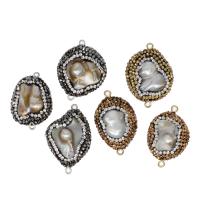 Brass Jewelry Connector, with Rhinestone Clay Pave & Plastic Pearl, more colors for choice, 40x28x11mm, Sold By PC