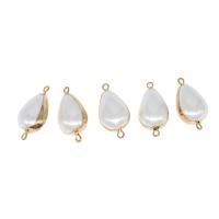 Brass Jewelry Connector, with Plastic Pearl, Teardrop, mixed colors, 28x14x14mm, Sold By PC