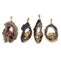 Ice Quartz Agate Pendant Brass with Agate & Quartz druzy style & mixed nickel lead & cadmium free Sold By PC