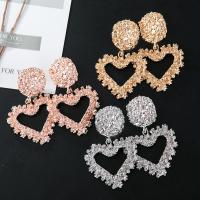 Tibetan Style Drop Earrings, Heart, plated, fashion jewelry & for woman, more colors for choice, 60mm, Sold By Pair