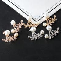 Ear Jackets Zinc Alloy with Plastic Pearl plated fashion jewelry & for woman & with rhinestone Sold By Pair