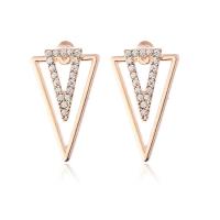 Ear Jackets, Tibetan Style, Triangle, plated, fashion jewelry & for woman & with rhinestone, more colors for choice, 18x31mm, Sold By Pair