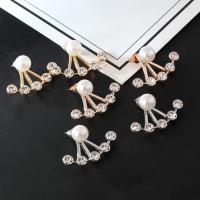 Ear Jackets Zinc Alloy with Plastic Pearl plated fashion jewelry & for woman & with rhinestone Sold By Pair