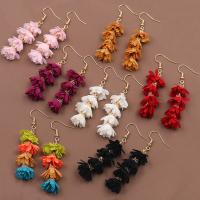 Earring Jewelry, Tibetan Style, with Chiffon, fashion jewelry & for woman, more colors for choice, 68x20mm, Sold By Pair