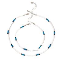 alliage de zinc Set de bracelet, Bracelet, avec Seedbead, Placage de couleur argentée, 2 pièces & bijoux de mode, couleurs mélangées, Vendu par PC