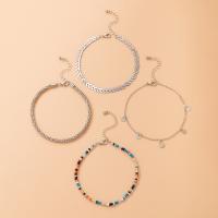 Tibetan Style Anklet, with Seedbead, silver color plated, 4 pieces & fashion jewelry, mixed colors, 23.2cm,23.6cm,24.1cm,24.6cm, Sold By Set