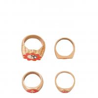 Tibetan Style Ring Set, finger ring, gold color plated, 4 pieces & fashion jewelry & enamel, golden, Sold By Set