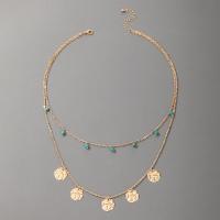 Zinc Alloy smykker halskæde, med Seedbead, med 2.17 extender kæde, guldfarve belagt, Dobbelt lag & mode smykker, gylden, Længde 46.6 cm, Solgt af PC