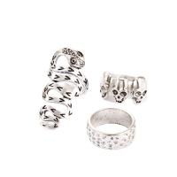 Zinc Alloy Ring Set finger ring silver color plated three pieces & fashion jewelry & blacken silver color Sold By PC
