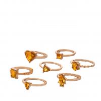 Zinc Alloy Ring Set finger ring gold color plated 7 pieces & fashion jewelry & with rhinestone golden Sold By Set