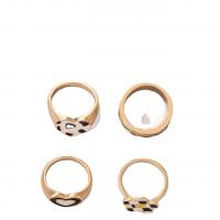 سبائك الزنك خاتم مجموعة, إصبع الخاتم, لون الذهب مطلي, 4 قطع & مجوهرات الموضة & مينا, ذهبي, تباع بواسطة تعيين