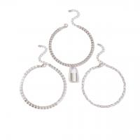 Zinc Alloy Anklet silver color plated three pieces & fashion jewelry silver color 23.3cm 23.6cm 23.9cm Sold By Set