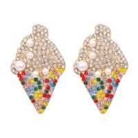 Zinklegierung Ohrringe, mit Kunststoff Perlen, plattiert, Modeschmuck & für Frau & mit Strass, frei von Nickel, Blei & Kadmium, 49x30mm, verkauft von Paar