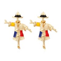 Tibetan Style Stud Earring, Strawman, plated, vintage & fashion jewelry & for woman, nickel, lead & cadmium free, 47x36mm, Sold By Pair