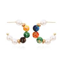 Tibetan Style Drop Earrings, Resin, with Plastic Pearl, vintage & fashion jewelry & for woman, 30x8mm, Sold By Pair