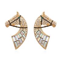 Zinc Alloy Stud Earring plated vintage & fashion jewelry & for woman & with rhinestone nickel lead & cadmium free Sold By Pair