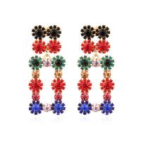 Tibetan Style Drop Earrings, plated, fashion jewelry & for woman & with rhinestone, nickel, lead & cadmium free, 57x23mm, Sold By Pair