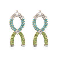Zinc Alloy Drop Earrings Geometrical Pattern plated fashion jewelry & for woman & with rhinestone nickel lead & cadmium free Sold By Pair