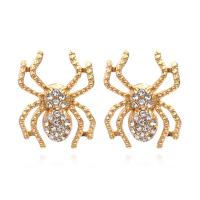 Zinc Alloy Stud Earring Spider plated fashion jewelry & for woman & with rhinestone nickel lead & cadmium free Sold By Pair