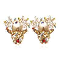 Tibetan Style Stud Earring, plated, fashion jewelry & for woman & enamel & with rhinestone, nickel, lead & cadmium free, 33x31mm, Sold By Pair