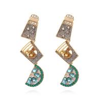 Tibetan Style Drop Earrings, plated, fashion jewelry & for woman & enamel & with rhinestone, nickel, lead & cadmium free, 59x20mm, Sold By Pair
