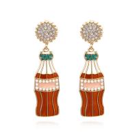 Rhinestone Earring Zinc Alloy with Plastic Pearl plated fashion jewelry & for woman & enamel & with rhinestone nickel lead & cadmium free Sold By Pair