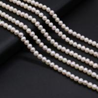 Perles de nacre rondes de culture d'eau douce, perle d'eau douce cultivée, DIY, blanc, 4-5mm, Vendu par 36 cm brin
