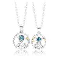 Couple Necklace Zinc Alloy with brass chain & Lampwork with 1.96inch extender chain Astronaut plated 2 pieces & for couple & hollow nickel lead & cadmium free 18mm 15mm Length Approx 21.6 Inch Sold By Set
