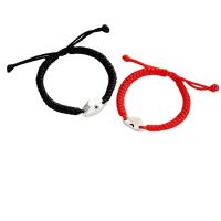 Couple Bracelet and Bangle Zinc Alloy with Wax Cord plated 2 pieces & adjustable & for couple  65-80mm Sold By Set