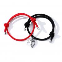 Couple Bracelet and Bangle Zinc Alloy with Wax Cord Dolphin plated 2 pieces & with magnetic & adjustable & for couple 65-80mm Sold By Set