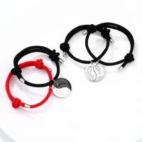 Couple Bracelet and Bangle Zinc Alloy with Wax Cord Dolphin plated 2 pieces & with magnetic & adjustable & for couple 22mm Sold By Set