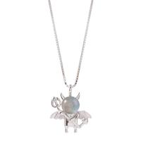 Zinc Alloy smykker halskæde, med Glas, med 1.96inch extender kæde, sølvfarvet forgyldt, Koreansk stil & for kvinde, nikkel, bly & cadmium fri, 15x17mm, Solgt Per Ca. 15.74 inch Strand