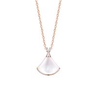 Titanium Steel Necklace, with Shell, with 1.96inch extender chain, rose gold color plated, oval chain & for woman & with rhinestone, more colors for choice, 15x21mm, Sold Per Approx 15.7 Inch Strand
