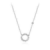 Zinc Alloy Jewelry Necklace Donut silver color plated oval chain & micro pave cubic zirconia & for woman & hollow nickel lead & cadmium free Sold Per Approx 16 Inch Strand