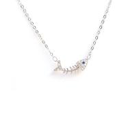 Zinc Alloy smykker halskæde, Fish Bone, forgyldt, oval kæde & for kvinde & med rhinestone, flere farver til valg, nikkel, bly & cadmium fri, Solgt Per Ca. 16 inch Strand