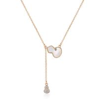 Shell Necklaces Zinc Alloy with White Shell with 1.96inch extender chain Calabash plated oval chain & for woman & with rhinestone nickel lead & cadmium free Sold Per Approx 15.7 Inch Strand