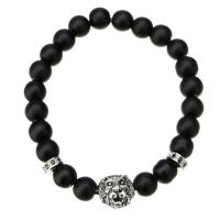 Gemstone Bracelets, Abrazine Stone, with Brass, Unisex & micro pave cubic zirconia, black, Length:Approx 7.87 Inch, Sold By PC
