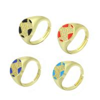 Cubic Zircon Brass prst prsten, Mosaz, barva pozlacený, micro vydláždit kubické zirkony & smalt, více barev na výběr, 13mm, Velikost:7, Prodáno By PC