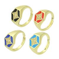 Cubic Zircon Brass Finger Ring gold color plated micro pave cubic zirconia & enamel 13mm US Ring Sold By PC