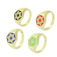 Cubic Zircon Brass δάχτυλο του δακτυλίου, Ορείχαλκος, χρώμα επίχρυσο, μικρο ανοίξει κυβικά ζιρκονία & σμάλτο, περισσότερα χρώματα για την επιλογή, 13mm, Μέγεθος:7, Sold Με PC