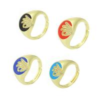 Messing Open -Finger-Ring, goldfarben plattiert, Micro pave Zirkonia & Emaille, keine, 13mm, Bohrung:ca. 6mm, Größe:7, verkauft von PC
