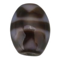 Perles agate dzi tibétaine naturelle, agate Tibétaine, ovale, quatre bandes dents de tigre & deux tons, 10x12x3mm, Trou:Environ 2mm, Vendu par PC