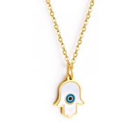 Stainless Steel Jewelry Necklace Evil Eye Hamsa plated for woman Length 17.72 Inch Sold By PC